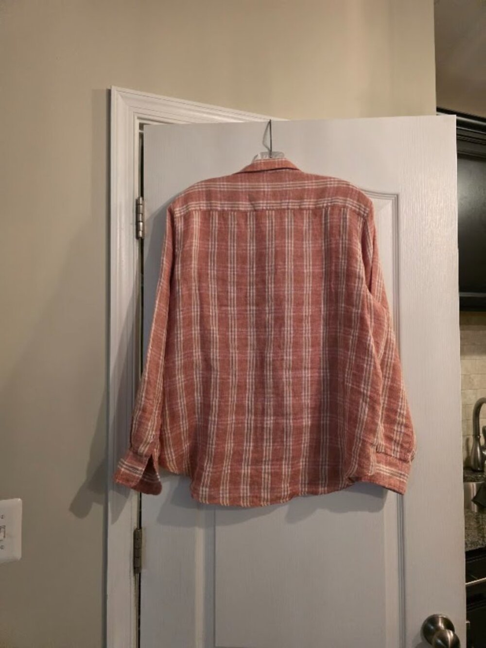 An EILEEN Orange and Cream Plaid, Flannel Linen Shirt - Picture 2 of 6